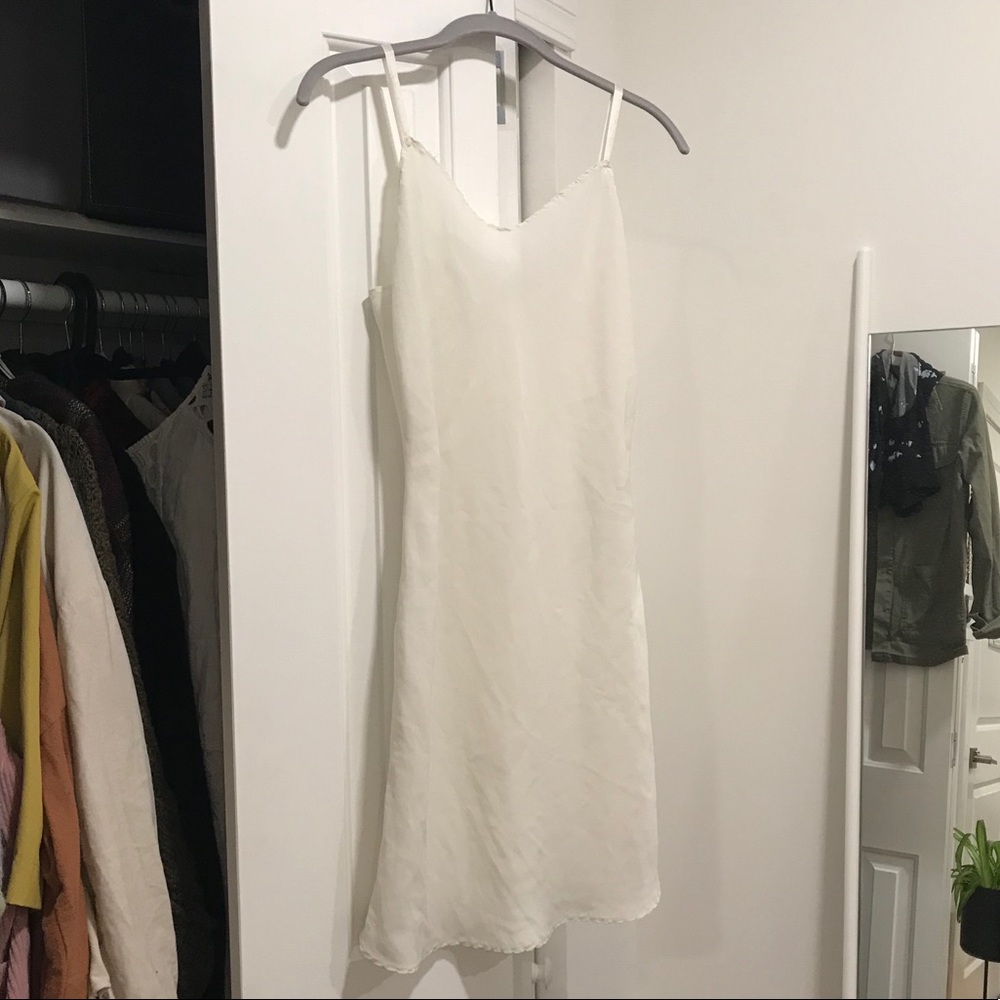 Ivory sheer vintage slip with scallop hem